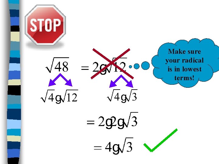 Make sure your radical is in lowest terms! 