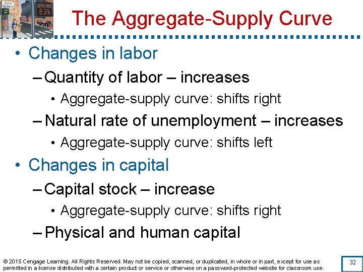 The Aggregate-Supply Curve • Changes in labor – Quantity of labor – increases •