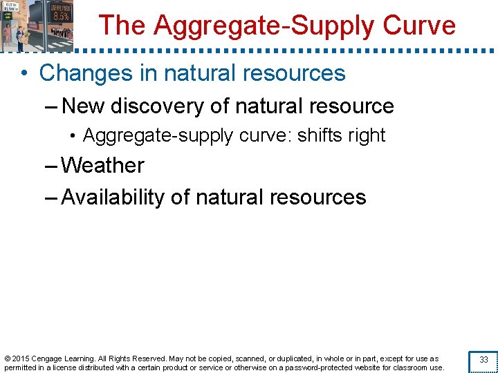 The Aggregate-Supply Curve • Changes in natural resources – New discovery of natural resource