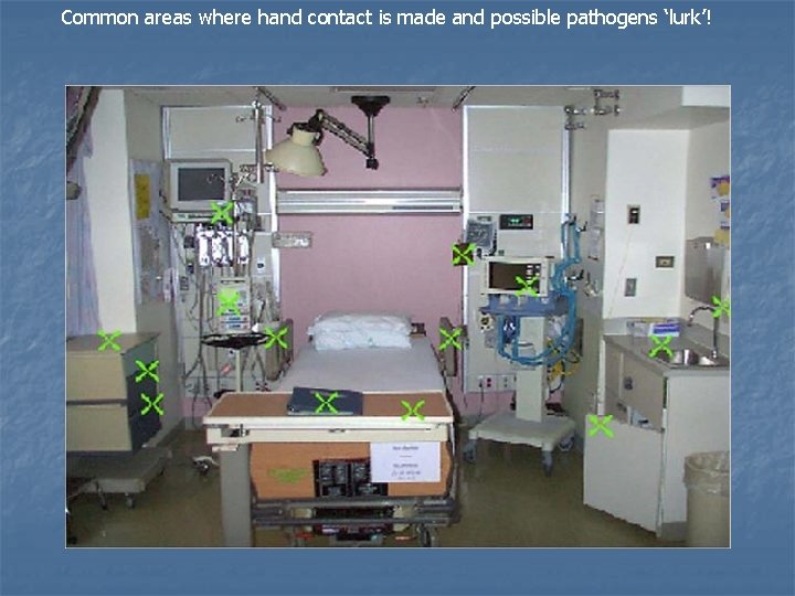 Common areas where hand contact is made and possible pathogens ‘lurk’! 