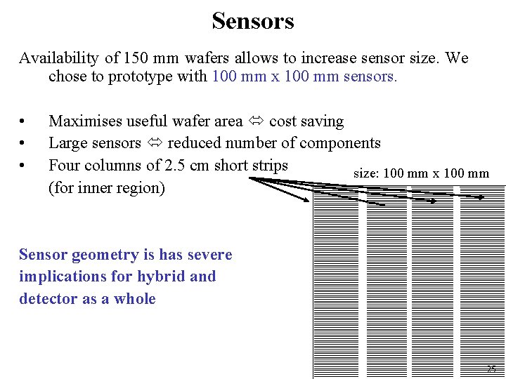 Sensors Availability of 150 mm wafers allows to increase sensor size. We chose to