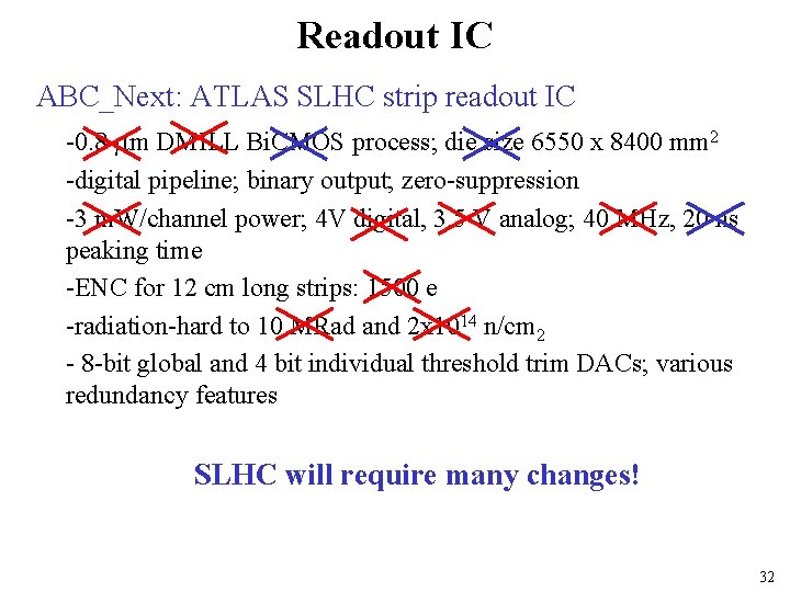 Readout IC ABC_Next: ATLAS SLHC strip readout IC -0. 8 m DMILL Bi. CMOS