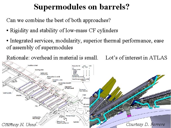 Supermodules on barrels? Can we combine the best of both approaches? • Rigidity and