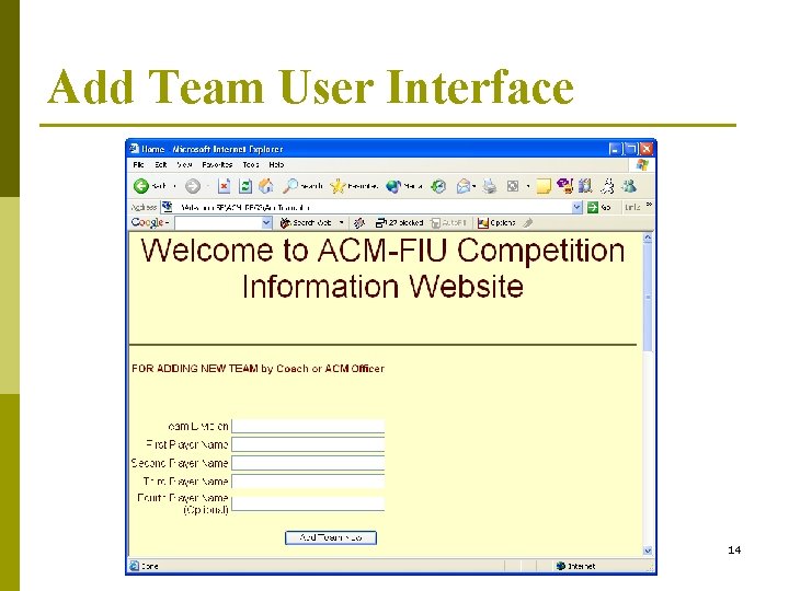 Add Team User Interface 14 