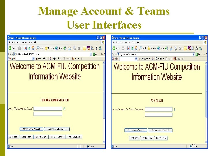 Manage Account & Teams User Interfaces 18 