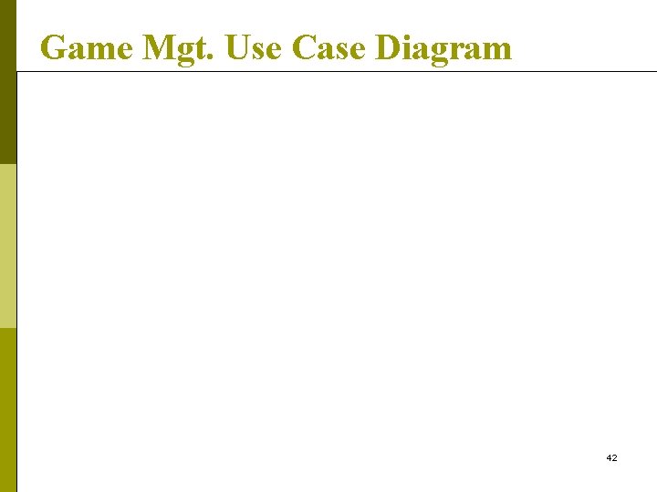 Game Mgt. Use Case Diagram 42 