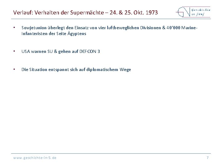 Verlauf: Verhalten der Supermächte – 24. & 25. Okt. 1973 • Sowjetunion überlegt den