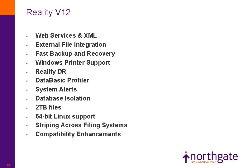 Reality V 12 • • • 28 Web Services & XML External File Integration