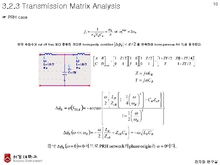 10 3. 2. 3 Transmission Matrix Analysis ☞ PRH case 만약 주파수가 cut off