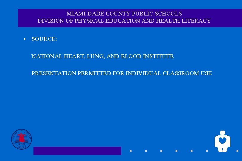 MIAMI-DADE COUNTY PUBLIC SCHOOLS DIVISION OF PHYSICAL EDUCATION AND HEALTH LITERACY • SOURCE: NATIONAL