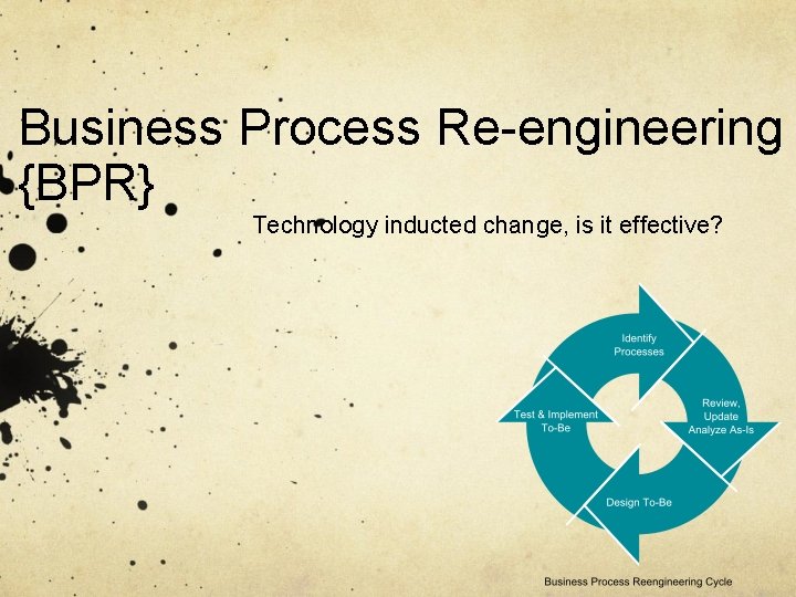 Business Process Re-engineering {BPR} Technology inducted change, is it effective? 