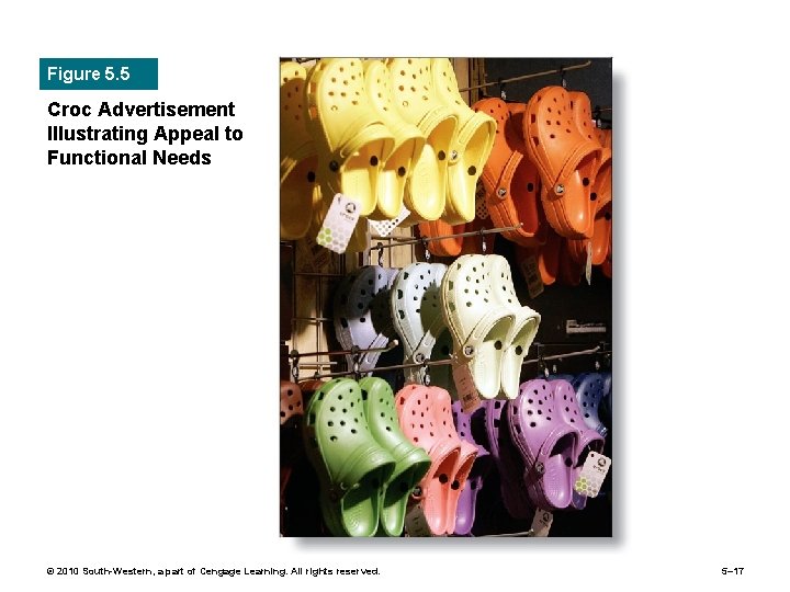 Figure 5. 5 Croc Advertisement Illustrating Appeal to Functional Needs © 2010 South-Western, a