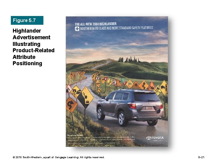 Figure 5. 7 Highlander Advertisement Illustrating Product-Related Attribute Positioning © 2010 South-Western, a part