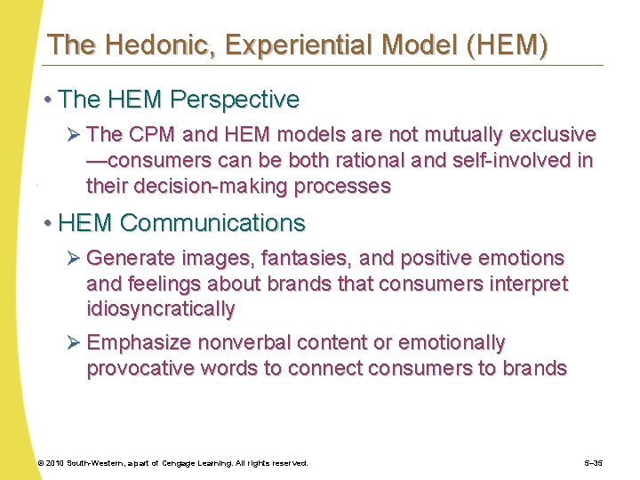 The Hedonic, Experiential Model (HEM) • The HEM Perspective Ø The CPM and HEM