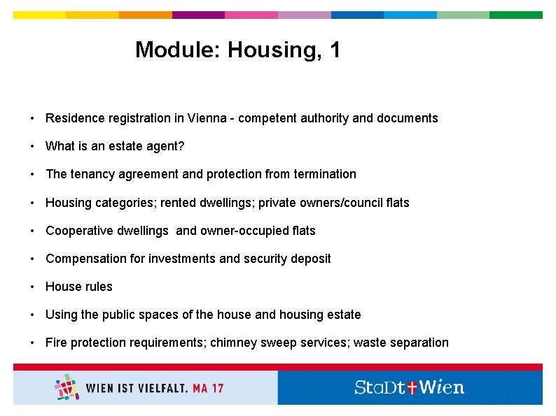 Module: Housing, 1 • Residence registration in Vienna - competent authority and documents •