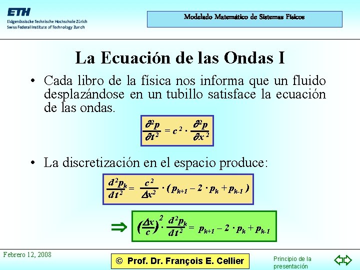 Modelado Matemático de Sistemas Físicos La Ecuación de las Ondas I • Cada libro