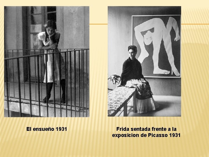 El ensueño 1931 Frida sentada frente a la exposicion de Picasso 1931 