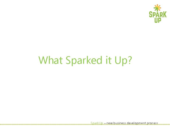 What Sparked it Up? Spark. Up – new business development process 