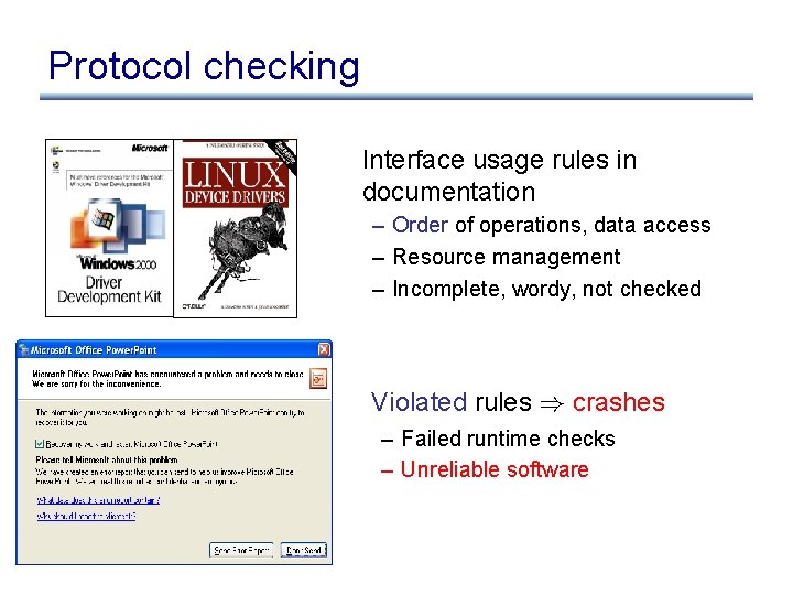 Protocol checking Interface usage rules in documentation – Order of operations, data access –