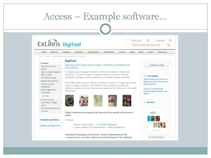 Access – Example software… 