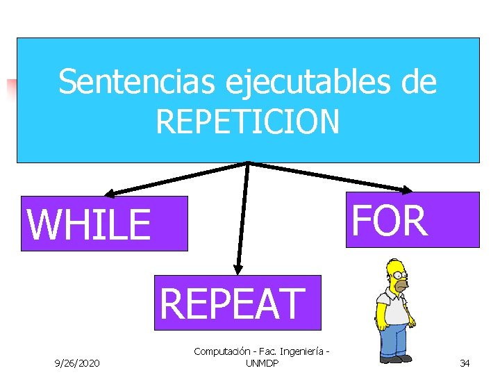 Sentencias ejecutables de REPETICION FOR WHILE REPEAT 9/26/2020 Computación - Fac. Ingeniería UNMDP 34