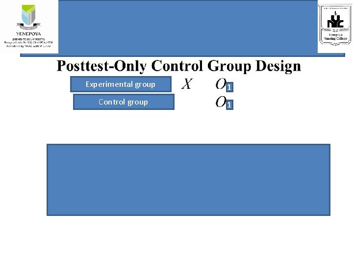 Experimental group Control group 1 1 