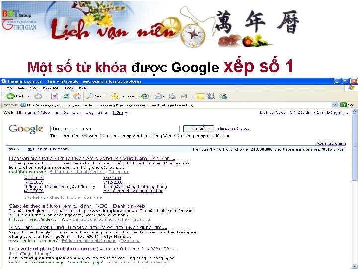 Một số từ khóa được Google xếp số 1 