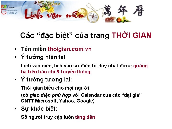 Các “đặc biệt” của trang THỜI GIAN • Tên miền thoigian. com. vn •