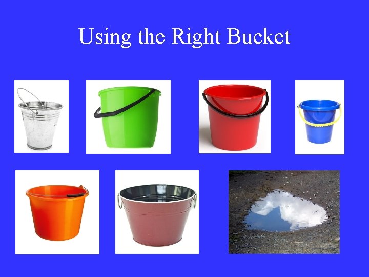 Using the Right Bucket 