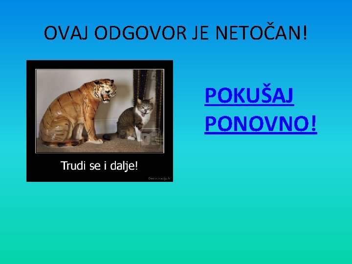 OVAJ ODGOVOR JE NETOČAN! POKUŠAJ PONOVNO! 