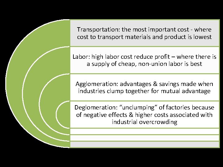 Transportation: the most important cost - where cost to transport materials and product is