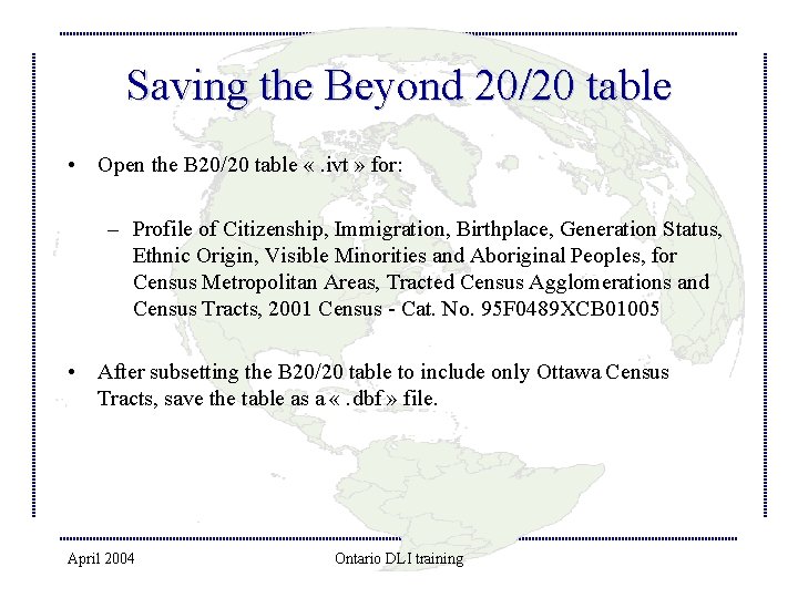 Saving the Beyond 20/20 table • Open the B 20/20 table «. ivt »