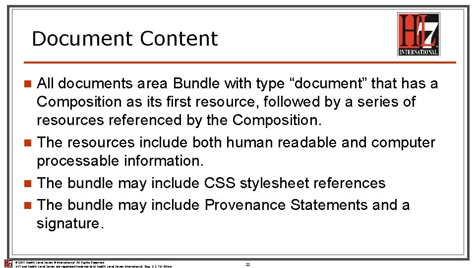 Document Content All documents area Bundle with type “document” that has a Composition as