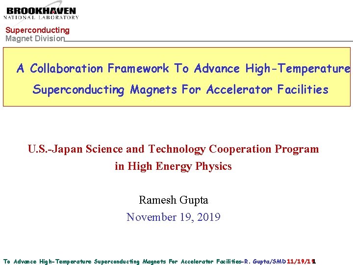 Superconducting Magnet Division A Collaboration Framework To Advance High-Temperature Superconducting Magnets For Accelerator Facilities