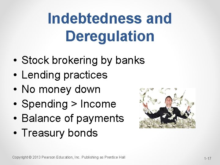 Indebtedness and Deregulation • • • Stock brokering by banks Lending practices No money