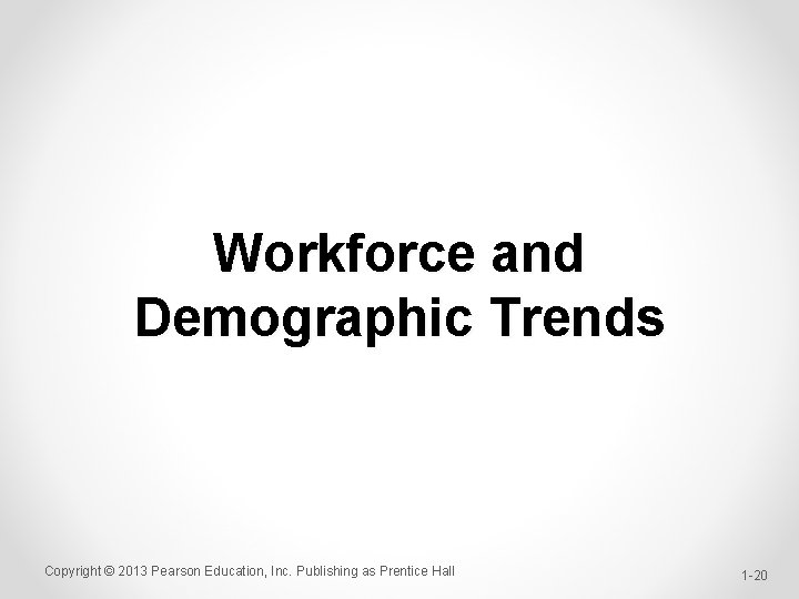 Workforce and Demographic Trends Copyright © 2013 Pearson Education, Inc. Publishing as Prentice Hall