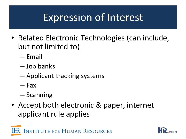 Expression of Interest • Related Electronic Technologies (can include, but not limited to) – Expression of Interest • Related Electronic Technologies (can include, but not limited to) –