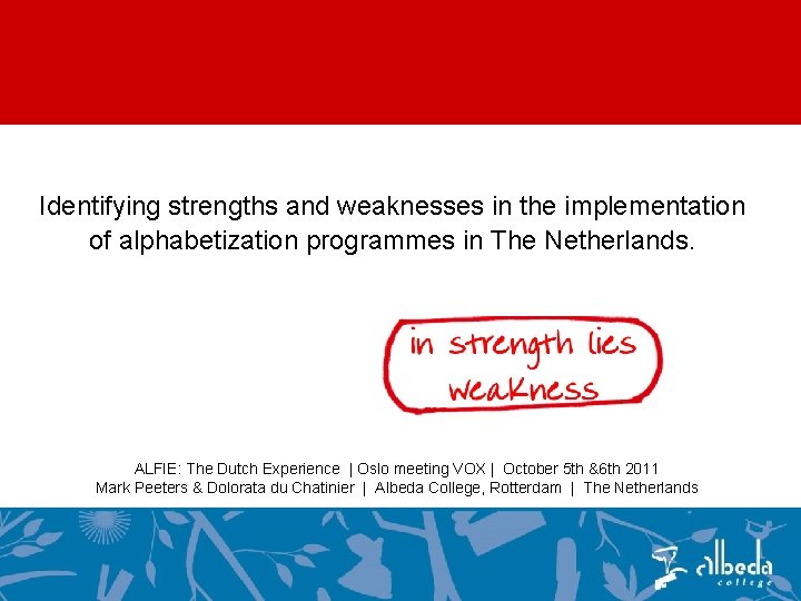 Identifying strengths and weaknesses in the implementation of alphabetization programmes in The Netherlands. ALFIE: