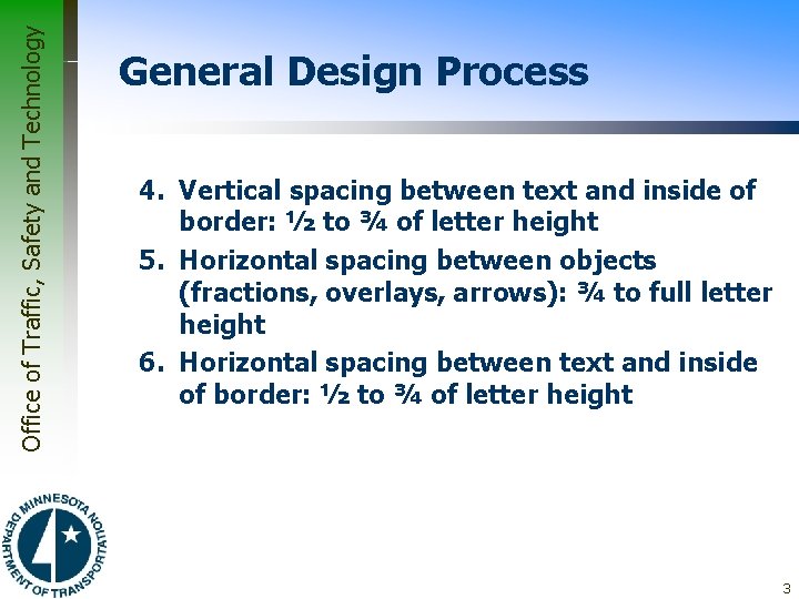 Office of Traffic, Safety and Technology General Design Process 4. Vertical spacing between text