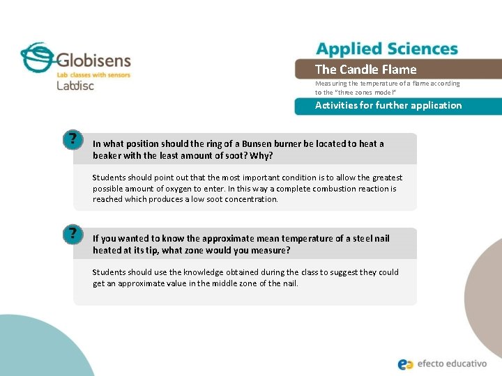 The Candle Flame Measuring the temperature of a flame according to the “three zones