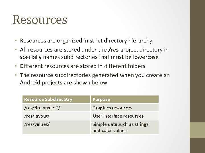 Resources • Resources are organized in strict directory hierarchy • All resources are stored