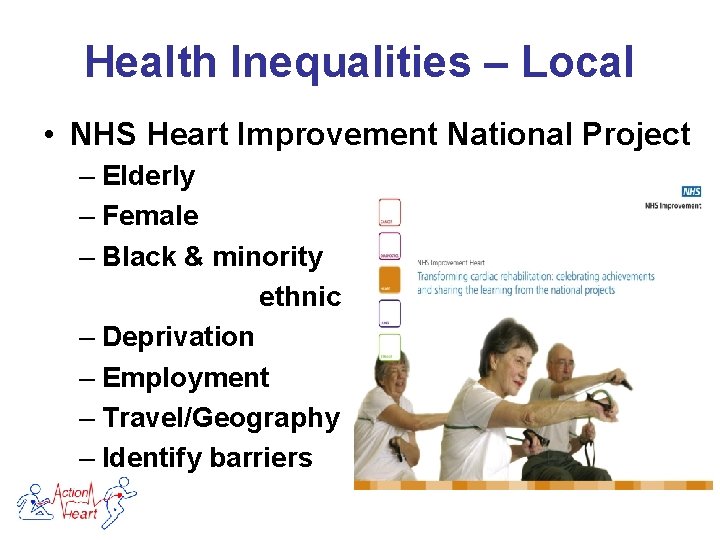 Health Inequalities – Local • NHS Heart Improvement National Project – Elderly – Female