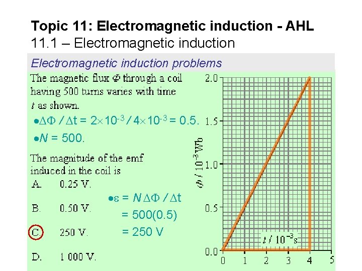 Topic 11: Electromagnetic induction - AHL 11. 1 – Electromagnetic induction problems / t