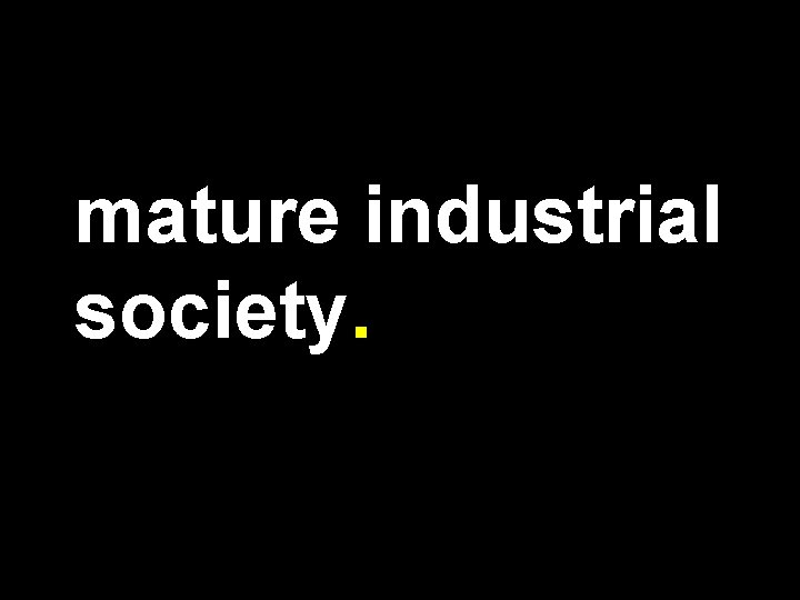 mature industrial society. 