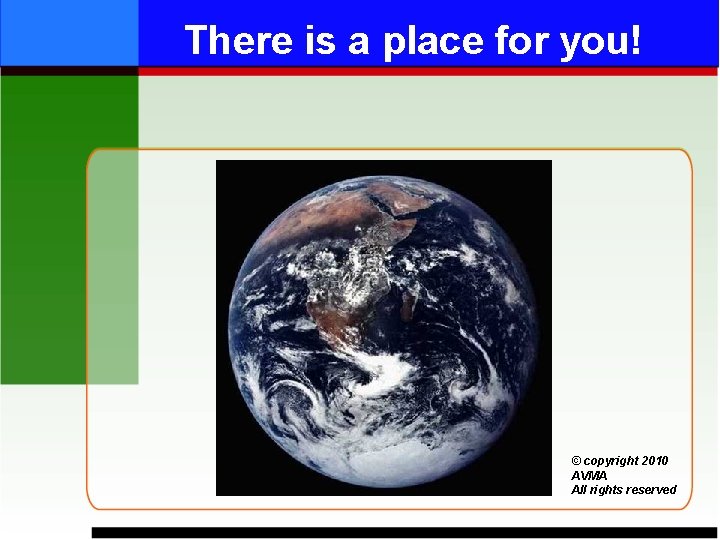 There is a place for you! © copyright 2010 AVMA All rights reserved 