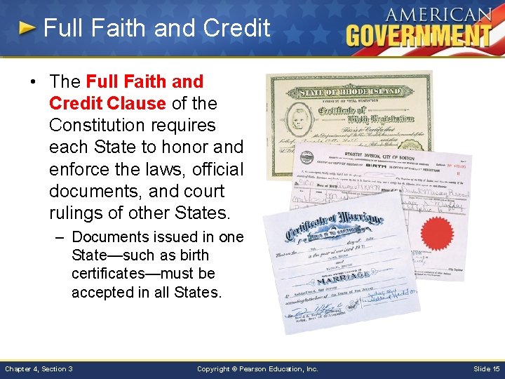 Full Faith and Credit • The Full Faith and Credit Clause of the Constitution