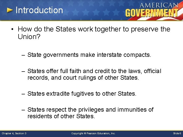 Introduction • How do the States work together to preserve the Union? – State