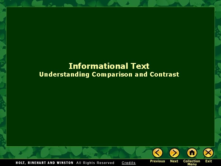 Informational Text Understanding Comparison and Contrast 