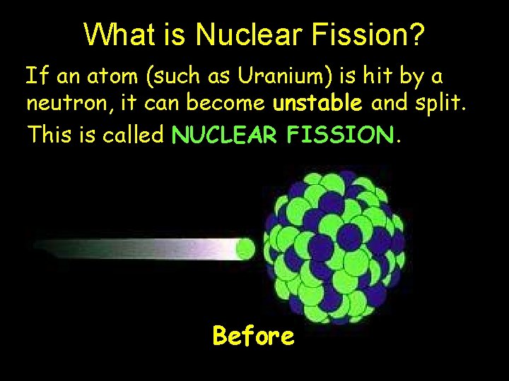 What is Nuclear Fission? If an atom (such as Uranium) is hit by a What is Nuclear Fission? If an atom (such as Uranium) is hit by a