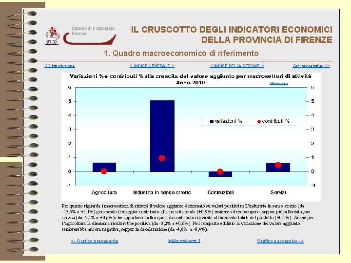 IL CRUSCOTTO DEGLI INDICATORI ECONOMICI DELLA PROVINCIA DI FIRENZE 1. Quadro macroeconomico di riferimento